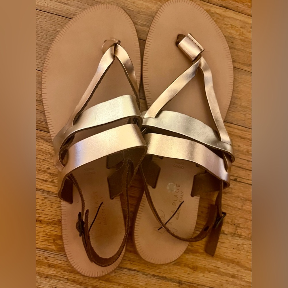 Joie A La Plage Made in Italy Vero Cuoio Rose Gold Flat Sandals